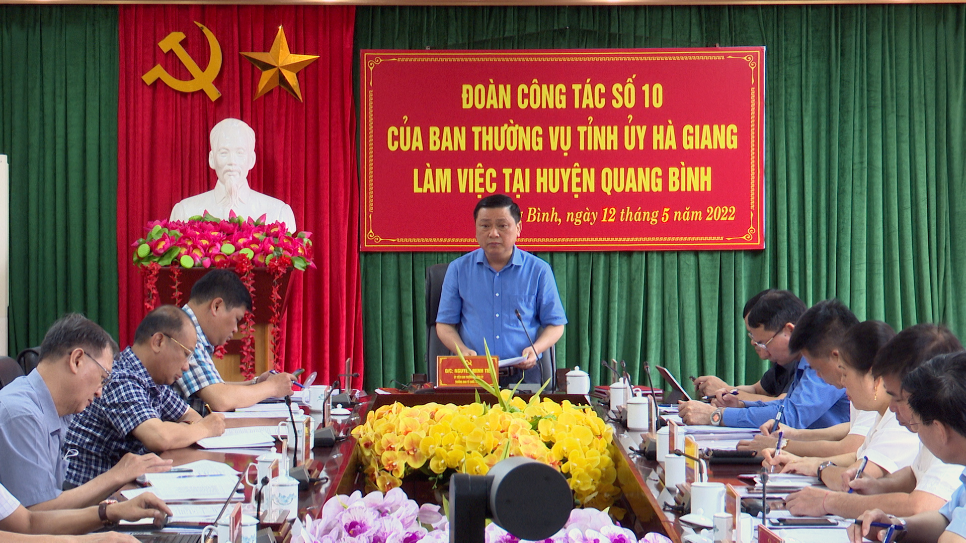 Đoàn công tác 575 (số 10) của BTV Tỉnh ủy Hà Giang làm việc tại Quang Bình